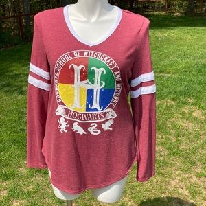 Hogwarts School of Wizardy logo long sleeve jersey style shirt siz 15/17